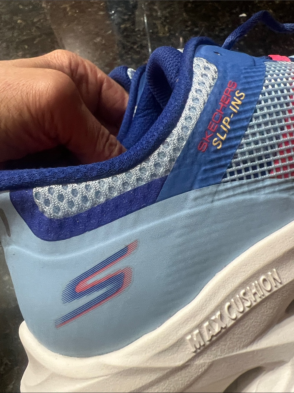Skechers Go Run slip-ins Women's Light Blue and Pink Mesh Athletic Sneakers